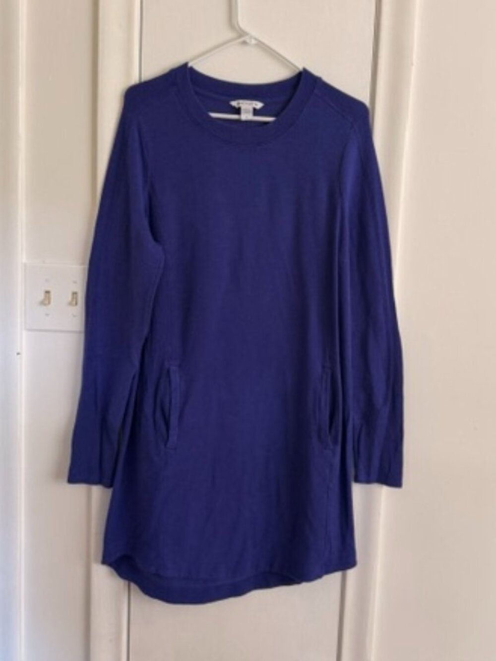 Athleta Royal Blue Shift Dress – Size Large – Long Sleeve – Pockets – Athleisure - Picture 1 of 8